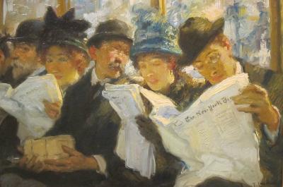 "Πρωινά Νέα".  Ελαιογραφία του 1912 από τον χρωστήρα του Francis Luis Mora