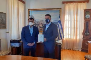 Εθιμοτυπική συνάντηση  του Δημάρχου Ύδρας Γ. Κουκουδάκη με τον Δήμαρχο Ναυπλίου Δ. Κωστούρο