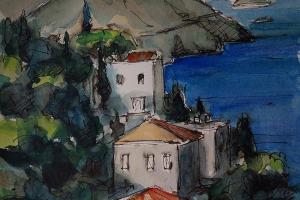 Καλοκαιρινά έργα  και τσάντες καλλιτεχνών στο πατάρι του Papagalos All Day Café Bar