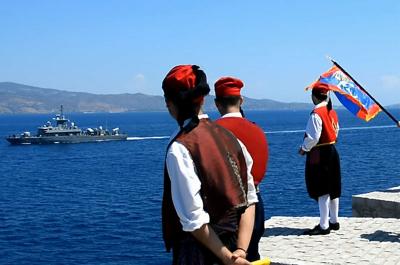 Υποδοχή εκπροσώπου και πλοίου Π.Ν. για τον εορτασμό των Μιαουλείων