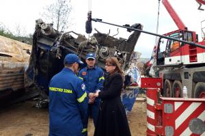 Η ΠτΔ  στον τόπο της τραγωδίας στα Τέμπη