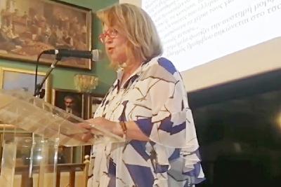 Η Ντίνα Αδαμοπούλου, ομιλήτρια στις εκδηλώσεις της Αναπαράστασης της Ναυμαχίας του Γέροντα στην Κάλυμνο