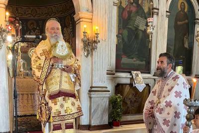 Ο Μητροπολίτης Ύδρας κ. ΕΦΡΑΙΜ ιερούργησε στον Ι. Ενοριακό Ναό Εισοδίων Θεοτόκου Αιγίνης